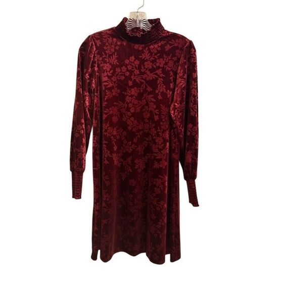 NEW Matilda Jane Burgundy Red Melanie Velour Burnout Holiday Dress Size Small - Picture 1 of 5